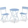 3-Piece Small Folding Patio Bistro Set w/ 2 Chairs - Thumbnail 1