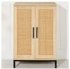 2-Door Natural Rattan Storage Cabinet w/ Adjustable Shelves - 34 x 24in - Thumbnail 1