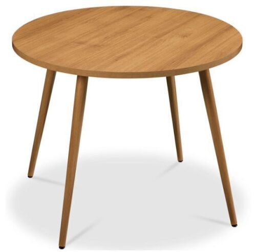 Round Mid-Century Modern 35.5in Dining Table, Dinette for Home or Kitchen w/Wood Finish Steel Legs - Lot 432