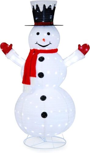 6FT Lighted Snowman With Top Hat & Red Scarf - Lot 837