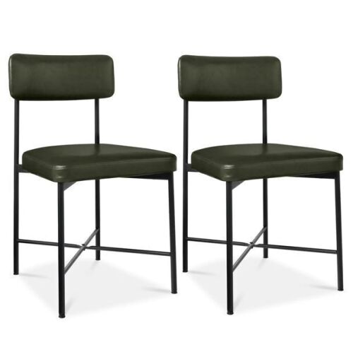 Dining Chair Set of 2, Faux Leather, Standard Height, Metal Frame - Lot 140