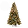 6' Pre-Lit Christmas Pine Tree w/ Pine Cones, Flocked Branch Tips, Berries - Thumbnail 1