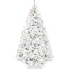 9' Pre-Lit White Snow Flocked Artificial Pine Christmas Tree w/ 2-in-1 Lights - Thumbnail 1