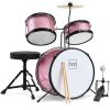 Kids Beginner 3-Piece Drum, Musical Instrument Set w/ Sticks, Stool, Pedal - Thumbnail 1