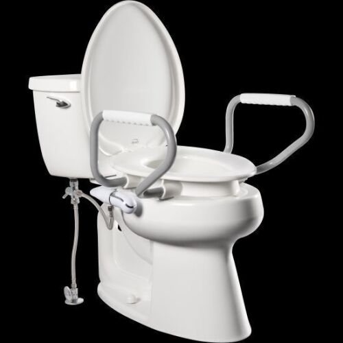 Bemis Assurance Personal Wash Bidet Elongated Plastic 3" Premium Raised Toilet Seat with Shield + Support Arms - Lot 270