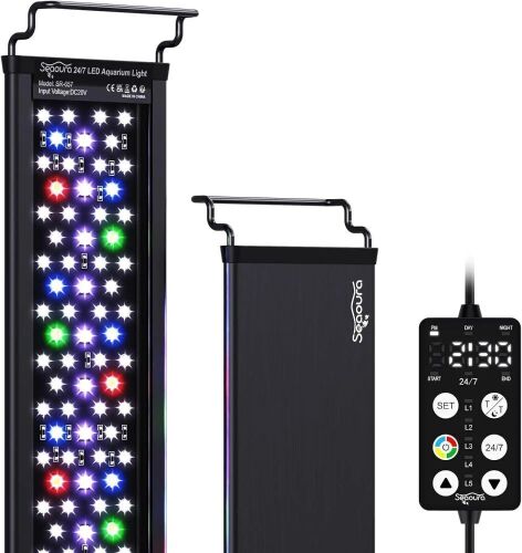 Seaoura SR-657 24/7 LED Aquarium Light Full Spectrum, 48W for 48"-54" Tank - Lot 655