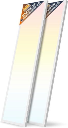 1x4 Led Flat Panel Surface Mount Ceiling Light, 5CCT 3000K/3800K/4500K/5200K/6000K Dimmable, 24W/30W/40W 4980LM Edge-Lit, 2 pack - Lot 282