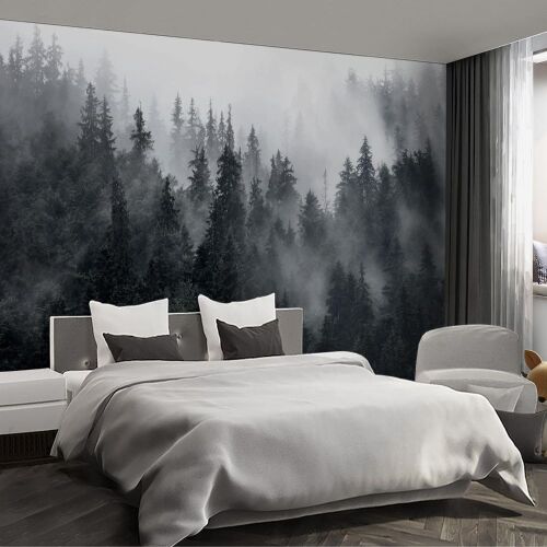 Misty Forest Landscape Large Wall Mural, Peel and Stick, 108" x 157" - Lot 277