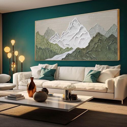 Mountain Forest Landscape Framed Wall Art, 29" x 58" - Lot 181