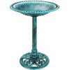 Vintage Outdoor Garden Bird Bath w/ Fleur-de-Lis Accents - Thumbnail 1
