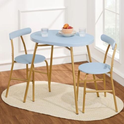 3-Piece Oval Dining Table Set, Small Kitchen Set w/ 2 Chairs - Lot 285