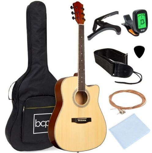 Full Size Beginner Acoustic Guitar Set with Case, Strap, Capo - 41in - Lot 287