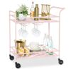 2-Tier Rolling Bar Cart Indoor/Outdoor w/ Shelves, Wine Rack, Locking Wheels - Thumbnail 1