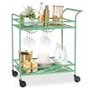 2-Tier Rolling Bar Cart Indoor/Outdoor w/ Shelves, Wine Rack, Locking Wheels - Thumbnail 1
