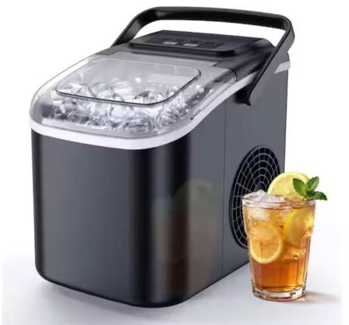 Euhomy 8.5 in. 26 lb. Bullet-Shaped Countertop Portable Ice Maker in Gray with 2-Ice Sizes , 6 min/8-Pieces, Auto-Cleaning - Lot 985JF
