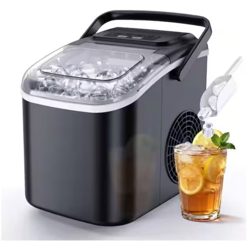 Simzlife 8.5 in. 26 lb. Bullet Ice Portable Countertop Ice Maker in Black with Auto-Cleaning, 6 Mins/8-Pcs, with Basket and Scoop - Lot 978JF