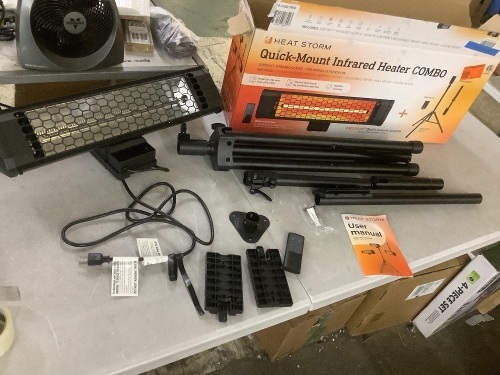 Heat Storm Tradesman 1500-Watt Electric Indoor/Outdoor Quartz Infrared Portable Space Heater w/Tripod Wall and Ceiling Mount, Black - Lot 963JF