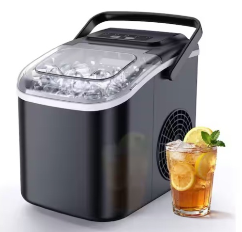 Euhomy 8.5 in. 26 lb. Bullet-Shaped Countertop Portable Ice Maker in Gray with 2-Ice Sizes , 6 min/8-Pieces, Auto-Cleaning - Lot 958JF