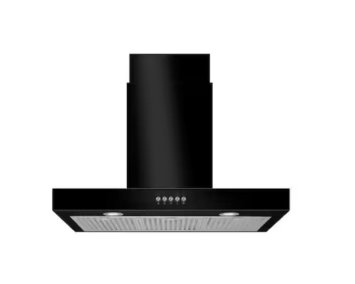 Vissani Lora 30 in. 350CFM Convertible T-Shape Wall Mount Range Hood in Black with Charcoal Filters and LED Lighting - Lot 77JF