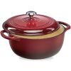 Cast-Iron Dutch Oven Kitchen Cookware w/ Enamel, Handles - 7.5qt - Thumbnail 1