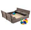 Kids Cedar Sandbox w/ Sand Screen, 2 Benches - 47x47in - Thumbnail 1
