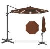 360-Degree Solar LED Cantilever Offset Patio Umbrella w/ Tilt - 10ft - Thumbnail 1