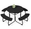 8-Person Circular Picnic Table w/ Umbrella Hole, 4 Benches - Thumbnail 1