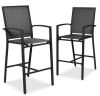 Set of 2 Outdoor Barstools, Patio Chairs w/ Footrests, All-Weather Mesh - Thumbnail 1