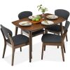 5-Piece Wooden Mid-Century Modern Dining Set w/ 4 Chairs, Padded Seat & Back - Thumbnail 1