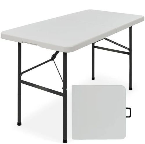 Portable Folding Plastic Dining Table w/ Handle, Lock - 4ft - Lot 941