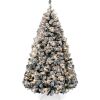 6' Pre-Lit Black Flocked Artificial Pine Christmas Tree w/ White Lights - Thumbnail 1