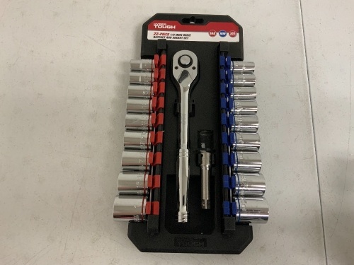 Hyper Tough 1/2 Inch Ratchet and Socket Set, E-Commerce Return, Sold as is - Lot 160
