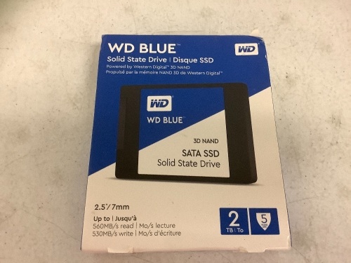 WD Blue Solid State Drive 2TB, Appears New, Sold as is - Lot 366