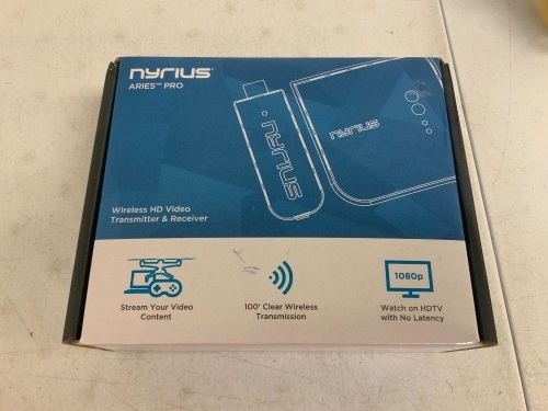 Nyrius Wireless HD Video Transmitter/ Receiver, E-Commerce Return, Sold as is - Lot 621