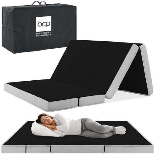 Folding Portable Onyx Black Mattress Topper w/ Plush Foam - 4in queen - Lot 5015
