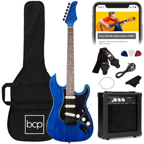 Beginner Electric Guitar Kit w/ Case, 10W Amp, Tremolo Bar - 39in - Lot 5046