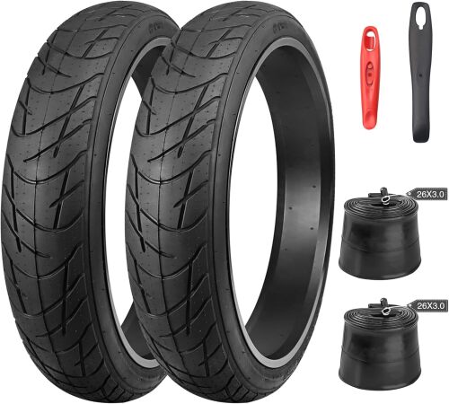 WEEROCK 1/2 Pack Bike Fat Tires 26 x 3.0 Inch Electric Bicycle Fat Tires with/Without 26 X 3.0 Inner Tubes Folding Bead Tire Compatible with 26" Wide Mountain Snow Bicycle MTB E-Bike - Lot 5059