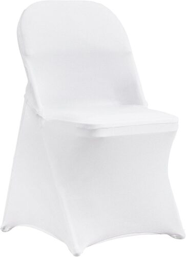 White Spandex Chair Covers 30 Pack - Folding Chair Slipcovers, Universal Stretch Protector for Wedding, Party, Dining, Banquet, Washable, Removable - Lot 5077