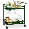 2-Tier Rolling Bar Cart Indoor/Outdoor w/ Shelves, Wine Rack, Locking Wheels - Thumbnail 1