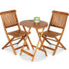 3-Piece Acacia Wood Bistro Set w/ Folding Table, 2 Chairs - Thumbnail 1
