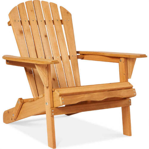 Folding Wooden Adirondack Chair, Accent Furniture w/ Natural Woodgrain - Lot 5124