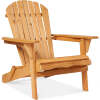 Folding Wooden Adirondack Chair, Accent Furniture w/ Natural Woodgrain - Thumbnail 1