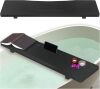 Stylish Black Bamboo Bathtub Tray Caddy with Adjustable Legs, Minimalistic Design Bath Tray for Tub, Bathtub Accessories, Fits Most Free Standing Bath Tubs, Idea for Women - Thumbnail 1