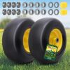 13x6.50-6 Lawn Mower Tires Flat Free Tire and Wheel with Rim, Solid Smooth Rubber for Zero-Turn Mowers, 5.5"-7.72"Centered Hub and 3/4" extra 5/8" 1/2" Bushings(Yellow) - Thumbnail 1