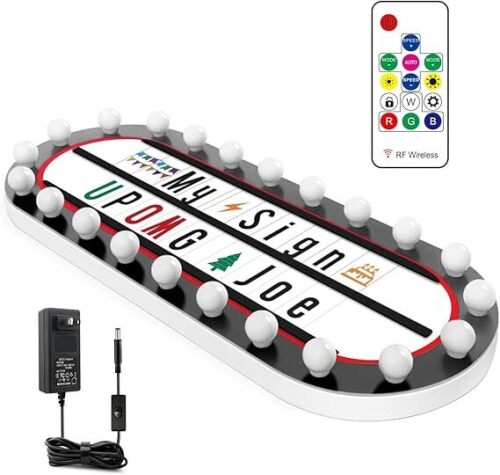 Sanlwenaq Cinematic Lightbox With Marquee Bulbbe Around ,Marquee sign Advertisement Board Multi Lighting Modes for Store Shop Bar Windows Home Party Decor with Remote Control and Adaptor with Switch - Lot 10007