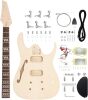 DIY Electric Guitar Kit Beginner Kit 6 String Right Handed with Flamed Maple Veneer Top Basswood Body Hard Maple Neck Rosewood Fingerboard Chrome Hardware Build Your Own Guitar - Thumbnail 1