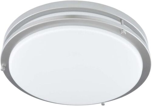 14-inch Flush Mount Ceiling Fixture,1450 Lumens, 5 Color Changing Temperatures, White Acrylic Diffuser with Brushed Nickel Trim - Lot 5171