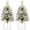 Set of 2 Pre-Lit Pathway Christmas Trees w/ Pine Cones, Timer - 24.5in - Thumbnail 1