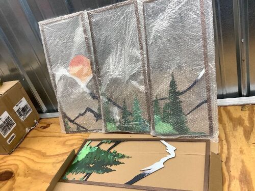 Ruelen 4-Piece Metal Mountain, Forest Landscape - Lot 5120