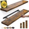 Set of 2 Floating Shelves, 22.5 inches Rustic Wood Wall Shelves for Bathroom，Bedroom, Living Room, Kitchen & Book - Thumbnail 1